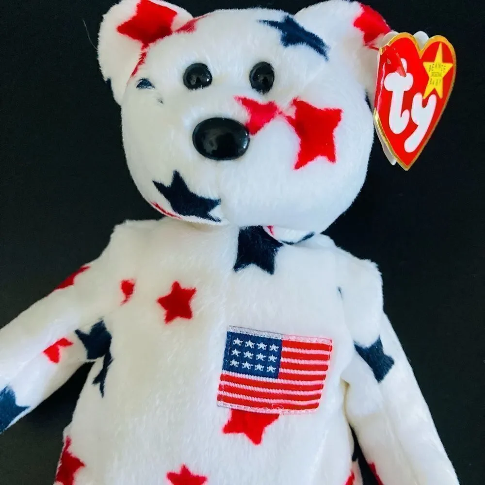 TY Beanie Baby “Glory” American Patriotic Stars Plush Bear Toy